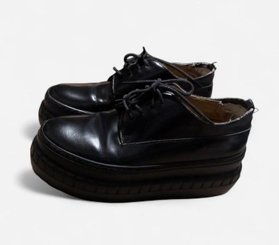 Acne Studios Rockaway Manhattan Chunky Black Leather Sneakers Shoes US 7.5