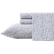 Laura Ashley Queen Bramble Vine Green Blue Cotton Sateen Bed Linen Set