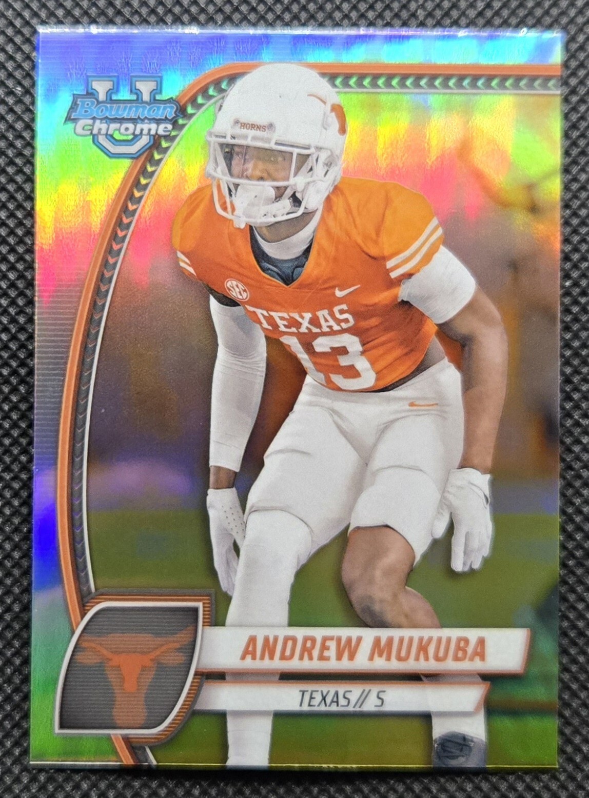 2024 Bowman Chrome University Andrew Mukuba Refractor #12 Texas Rookie Card NCAA Football Collectible