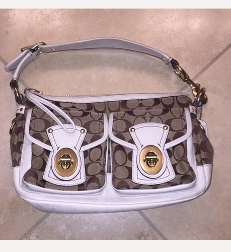 COACH SIGNATURE Caqui Blanco alternar Bolso de mano | eBay