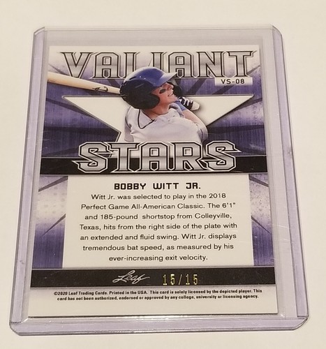 2020 Leaf Best of Sports Pink #VS08 Bobby Witt Jr #d 15/15 KC ROYALS Rookie RC - Picture 2 of 2