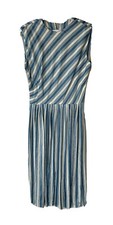 Vintage 50s Womens Small Striped Slinky Blouson Sun Dress Preppy Pin Up