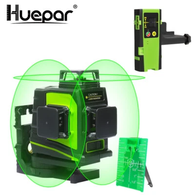 HUEPAR 12 Linien Grünes Kreuzlinienlaser Selbstnivellierend + Laserdetektor - Bild 1 von 4
