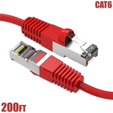200FT Cat6 RJ45 LAN Network Ethernet Router SSTP Shielded Patch Cable 26AWG Red