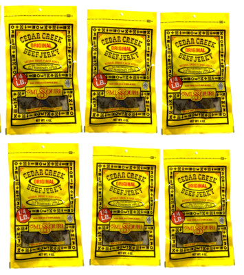 Cedar Creek Beef Jerky 6 x 4 oz Bags - USA Premium (Original Flavor) Ex: 1/26
