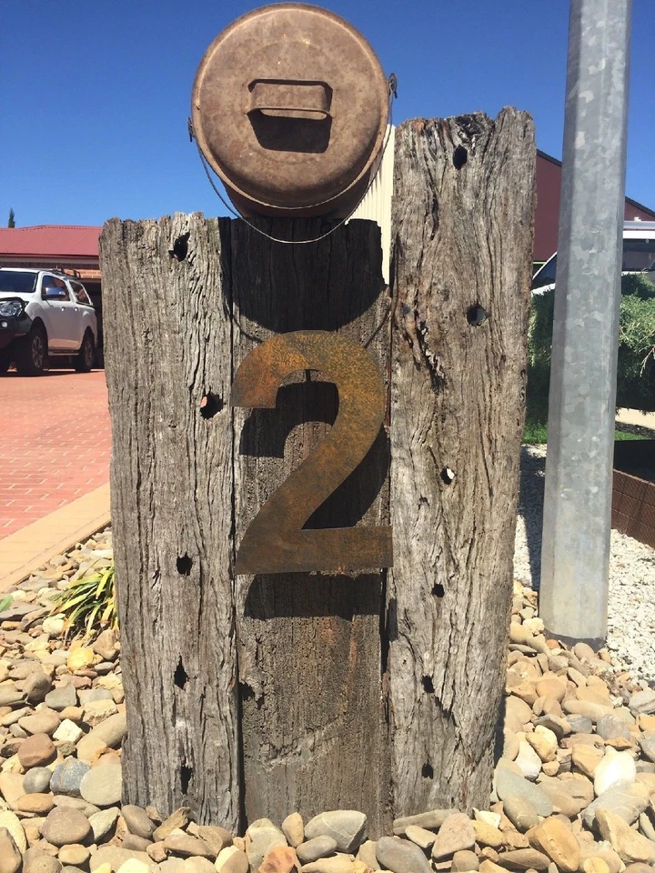 3D Floating Corten Steel House Number Rustic Custom Made Laser Cut Rusted Steel - image 2 of 4