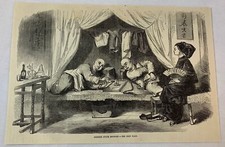 1877 magazine engraving ~ CHINESE OPIUM SMOKERS
