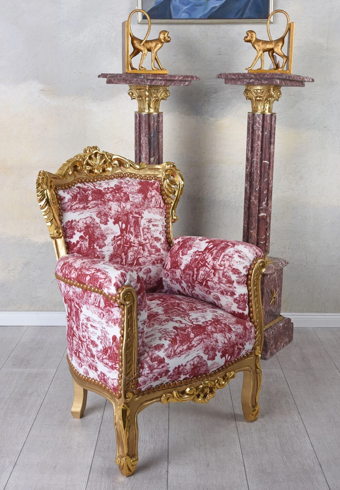 Baroque armchair children's chair armchair nursery Toile de Jouy armchair - Image 2 of 3