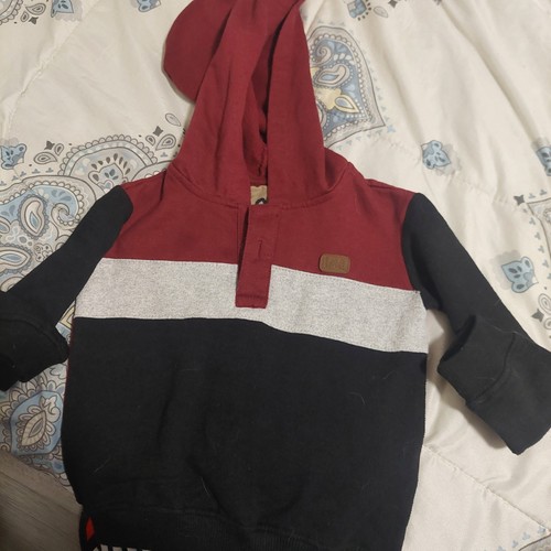 Lee Toddler Boy's 3-PC SET T-shirt, Hoodie and Pants - Maroon/black 2T/24 mths - Picture 2 of 9