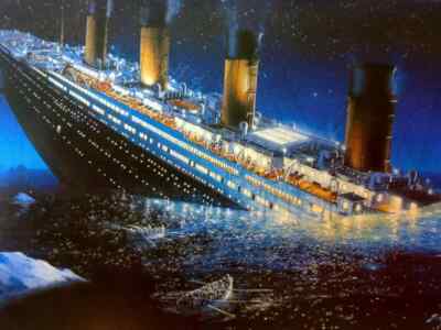 TITANIC SINKENDES SCHIFF MEER WANDKUNST ABDECKUNG 30x20 Zoll Leinwand gerahmt