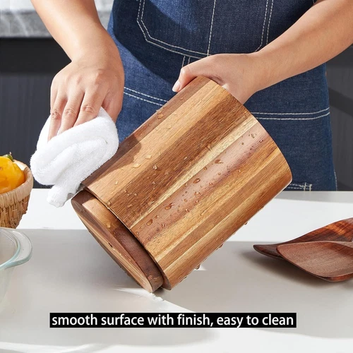 Wood Utensil Holder for Kitchen Counter, 360° Rotating7.2" WoodenCooking Utensil - Picture 6 of 6