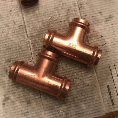 Lot Of 2 Streamline Viega EPC NIBCO Copper 1-1/2'' × 1-1/2'' × 1-1/2'' Press Tee