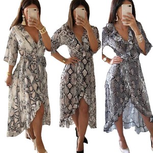 snake print midi shirt dress
