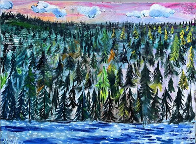 Forest Sanctuary Xtra Large oil painting MBollen Cook Forest Series Camping hike