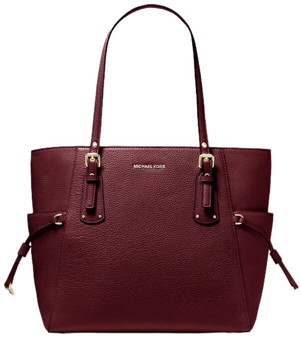 Michael Kors Voyager Travel Shoulder Tote Merlot Pebbled Leather