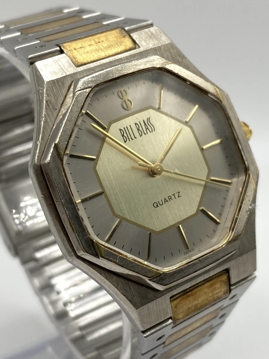 Vintage Bill Blass Men s Octagon Bezel Stainless Steel Quartz Watch New Batt