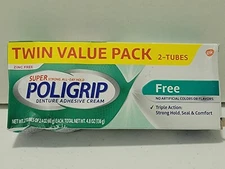Super Strong All-Day Hold Poligrip Denture Adhesive Cream Zinc FREE 4.8 oz total