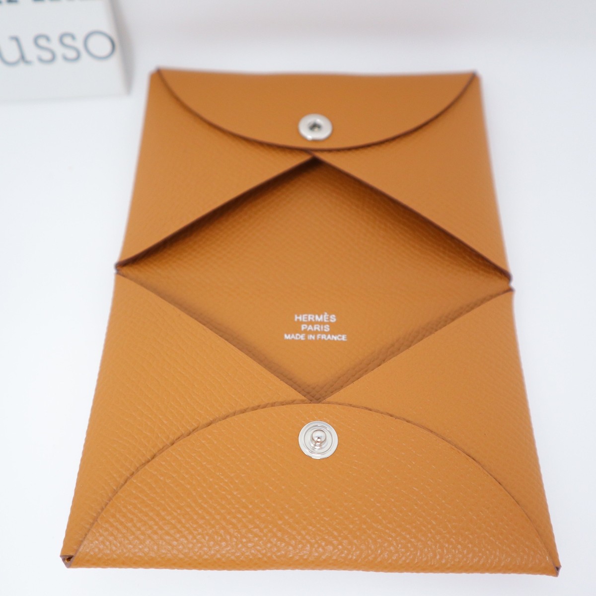 ★Hermes Calvi Card Holder Epsom & Palladium Gold★ Hermes Calvi Card Holder Gold Epsom Palladium Hardware