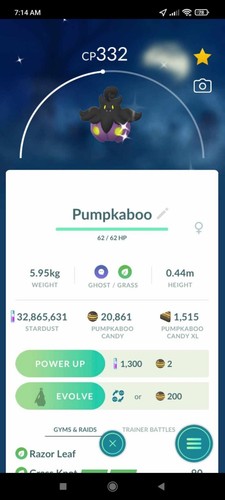Pokemon Shiny Pumpkaboo Small Average Large Super Size - TRA'DE GO - Description - Picture 3 of 5