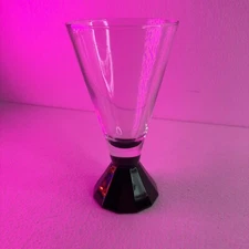 Vintage Cristal D'Arques Durand Luminarc Multi Sided Black Base Clear Vessel