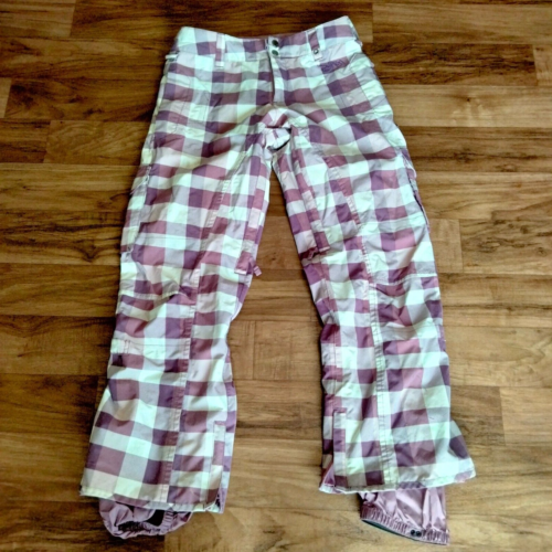Burton Snowboard Ski Pants Womens Sz XS Stow Cargo Pink Plaid Check Print