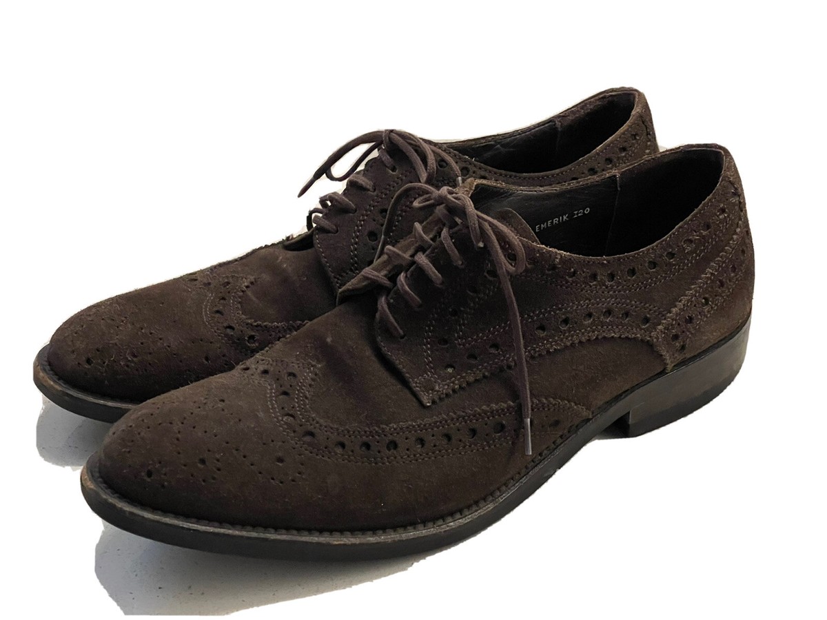 DONALD J PLINER BROWN WING TIP SUEDE LEATHER EMERIK SHOES 