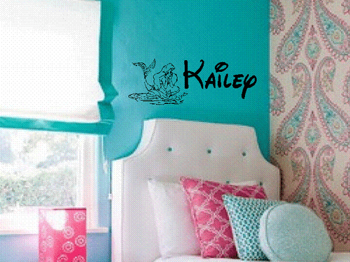 PERSONALIZED NAME ARIEL PRINCESS DISNEY Custom Vinyl Wall Decal Sticker Decor - Picture 2 of 2