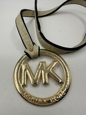 MICHAEL KORS Gold Tone Logo Hang Tag Purse Charm BlackLeather-exc. cond.