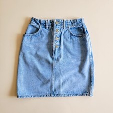 Vintage 80s Guess Denim Button-Fly Mini Denim Skirt