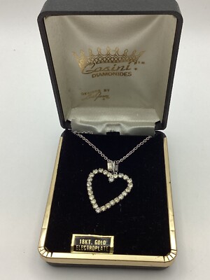 1970s 18KT GE Casini Diamonides Heart Necklace Designed by Lois Jean