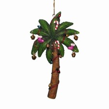 Chesapeake Bay Decorated Christmas Palm Tree Resin Hanging Ornament QTY 2
