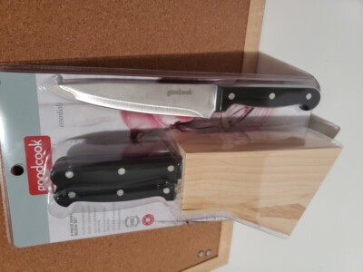 6 PIECE KNIFE BLOCK SET NEW Sealed GOODCOOK ESSENTIALS Wood Black