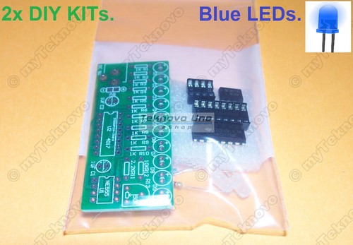 Led Sequencer Kit 2x BLUE LED Light Sequencer Chaser Follower Scroller DIY KIT NE555 ...