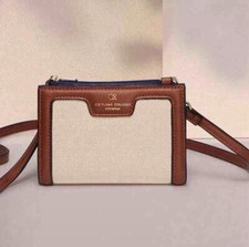 IDEA REGALO ORIFLAME Portafoglio Borsetta Tracolla Beige Rifinitura Color Cuoio