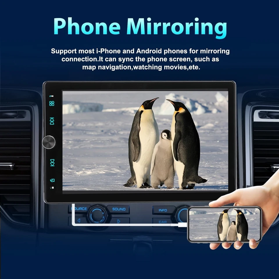 Estéreo Bluetooth Coche Pantalla Rotativa 10.5" 1DIN Apple Carplay Android Auto - Imagen 2 de 4