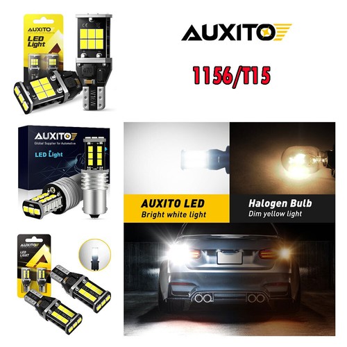 AUXITO 2400LM 1156 P21W/T15 LED Xenon 6500k White Reverse Light Bulbs Canbus 15E