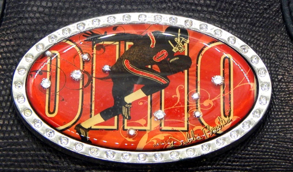 Debbie Brooks 俄亥俄州足球手提包黑色水钻腕带手拿包 罕见 — 第 2/4 张图片