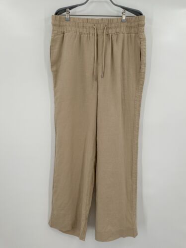Quince European Linen Wide Leg Pants sz S Women's Driftwood NWT Elastic Waist