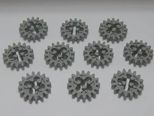 Lego Lot Of 10 Light Gray Technic, Gear 16 Tooth (Old Style Round Holes) Technic