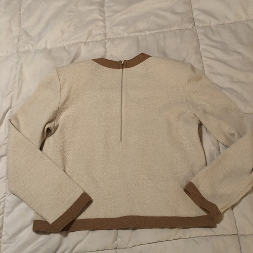 Gonna e giacca vintage Castleberry Prive art deco marrone chiaro riccio crema USA - Foto 6 di 8