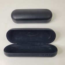 Oakley Eyeglass Slim Sunglass Case Black Faux Leather Hard Clamshell Lot Of Two