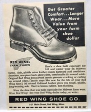1954 Red Wing Farm Shoe Farmer MCM Original Print Ad 6"