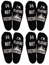 4 x Pairs of Fortnight Socks NOT DISTURB I'm Playing Fortnit Crew Ankle Fort