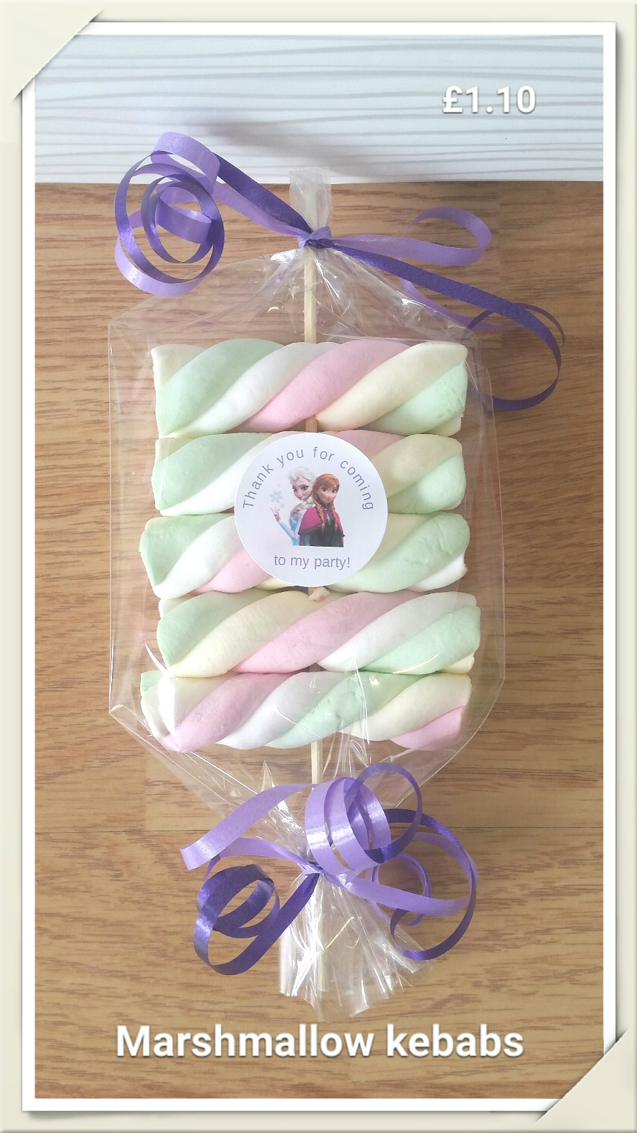 Marshmallow kebabs party favours personalised frozen theme wedding