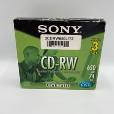Sony CD-RW Rewritable 3 Pack CD Disc 650 MB 74 Minutes