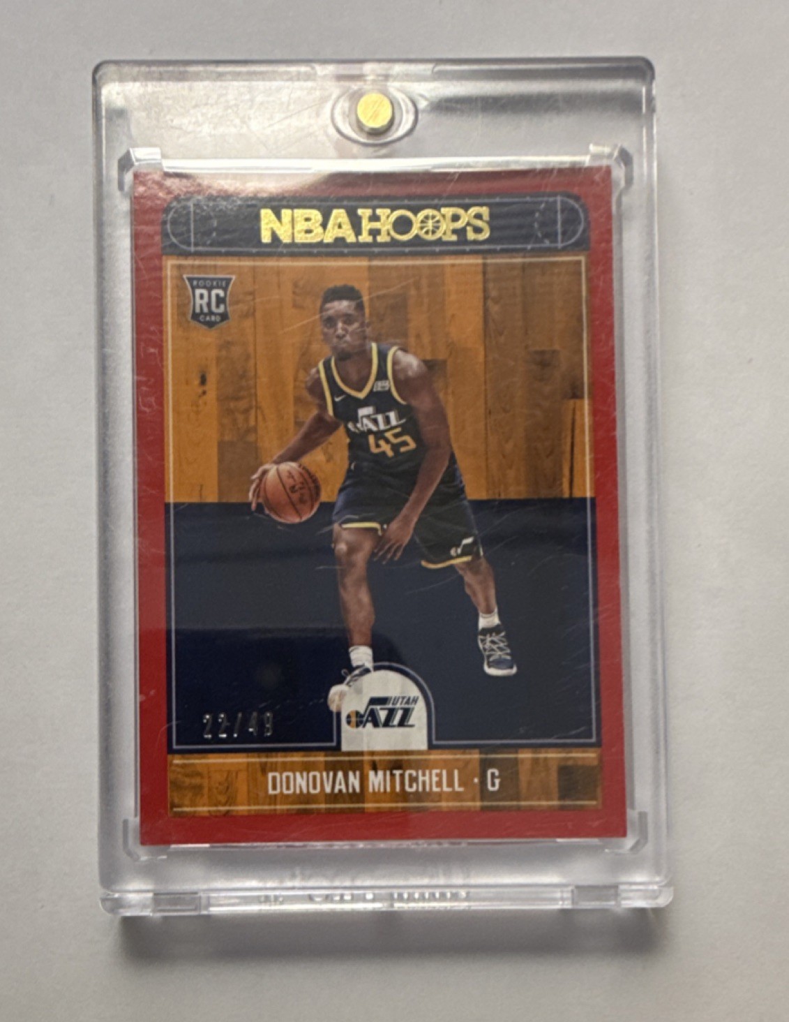 2017-18 Panini NBA Hoops Donovan Mitchell Rookie Red /49 #263 Utah Jazz