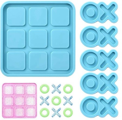 Tic Tac Toe Resin Mold Set with X O Pieces, Silicone Board Game for DIY Craft