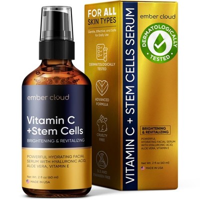 Vitamin C Serum for Face with Stem Cells Hyaluronic Acid Aloe Vera Vitamin E ...