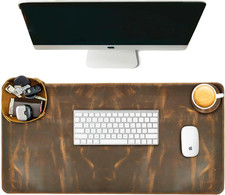 LEATHER VILLAGE Real Leather Desk Pad 3mm Thick Double Layer Desk Mat Cover Bl