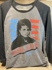 Old Navy Michael Jackson ‘88 Bad Tour 3/4 Sleeve grey Shirt Large Hard To Find
